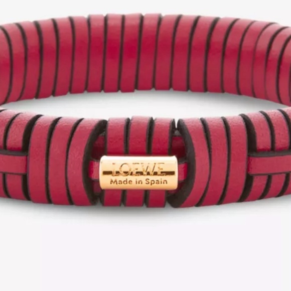 NEW AUTH LOEWE PAULA'S IBIZA INTERLOCK WOVEN LEATHER & GOLD ACCENT BANGLE - Picture 4 of 8